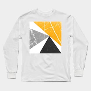 Abstract Yellow / Gray Triangles Pattern Long Sleeve T-Shirt